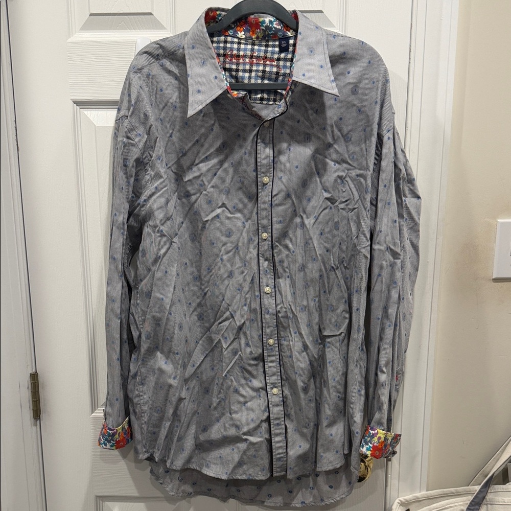 Robert Graham Blue Patterned Button Down Shirt - image 1